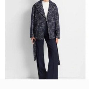 Club Monaco Blue & White Check Double-Breasted Blazer